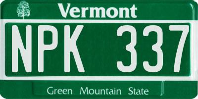 VT license plate NPK337