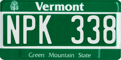 VT license plate NPK338