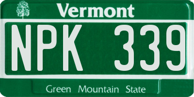 VT license plate NPK339
