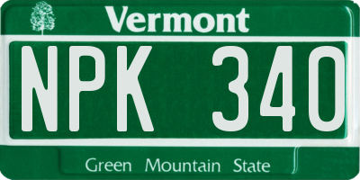 VT license plate NPK340