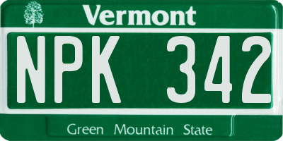 VT license plate NPK342