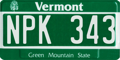 VT license plate NPK343