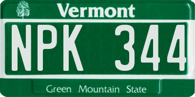 VT license plate NPK344