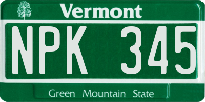 VT license plate NPK345