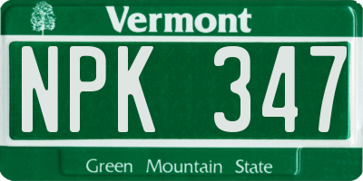 VT license plate NPK347