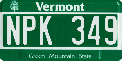 VT license plate NPK349