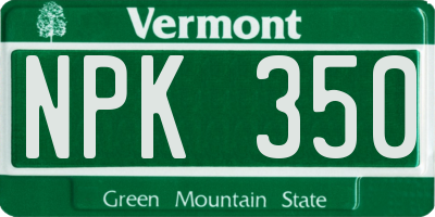 VT license plate NPK350