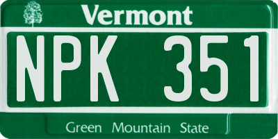 VT license plate NPK351