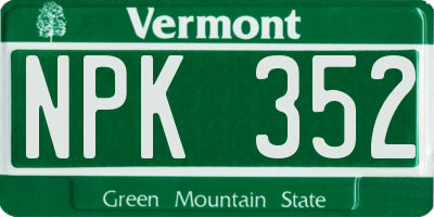 VT license plate NPK352