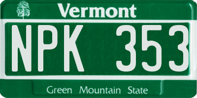 VT license plate NPK353