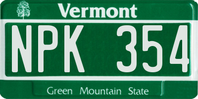 VT license plate NPK354