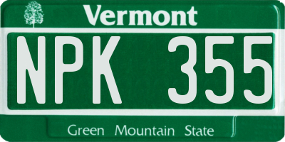 VT license plate NPK355