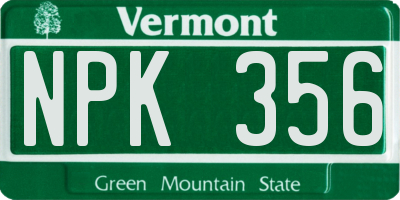 VT license plate NPK356
