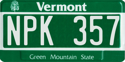 VT license plate NPK357