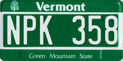 VT license plate NPK358