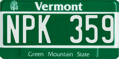 VT license plate NPK359