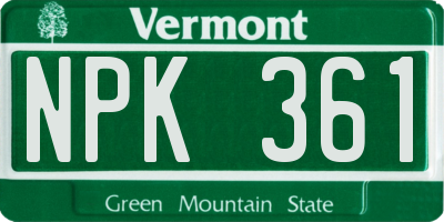 VT license plate NPK361