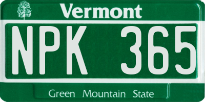 VT license plate NPK365
