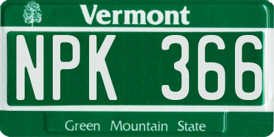 VT license plate NPK366