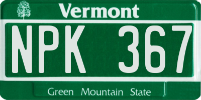 VT license plate NPK367
