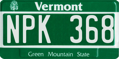 VT license plate NPK368