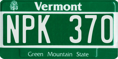 VT license plate NPK370