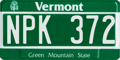VT license plate NPK372