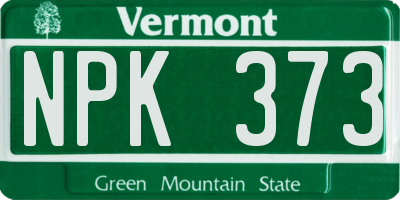 VT license plate NPK373