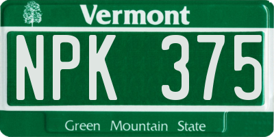 VT license plate NPK375