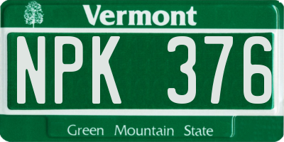 VT license plate NPK376
