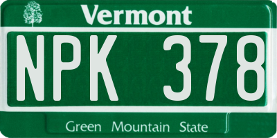 VT license plate NPK378