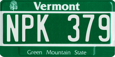 VT license plate NPK379