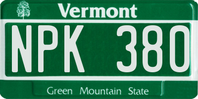 VT license plate NPK380