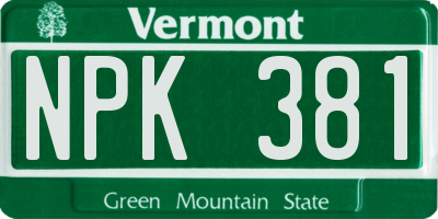 VT license plate NPK381
