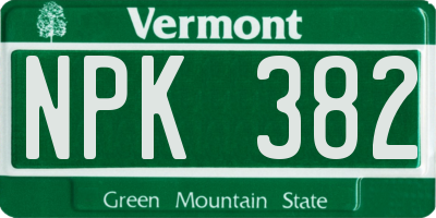VT license plate NPK382