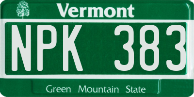 VT license plate NPK383