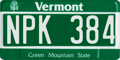 VT license plate NPK384