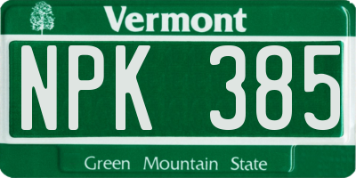 VT license plate NPK385