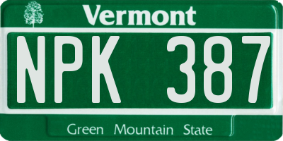 VT license plate NPK387