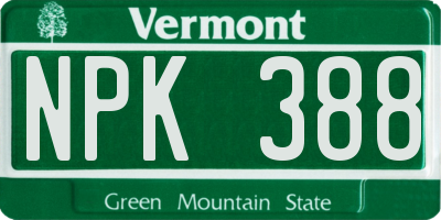 VT license plate NPK388