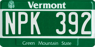 VT license plate NPK392
