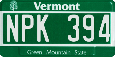 VT license plate NPK394