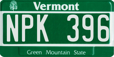 VT license plate NPK396