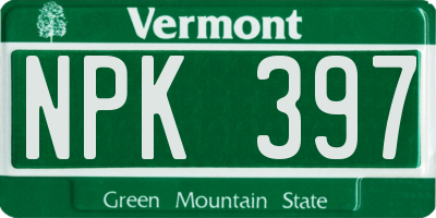 VT license plate NPK397