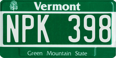VT license plate NPK398