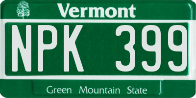 VT license plate NPK399