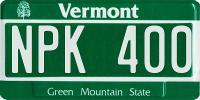 VT license plate NPK400