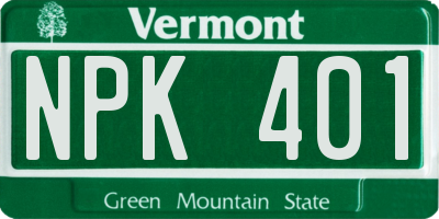 VT license plate NPK401