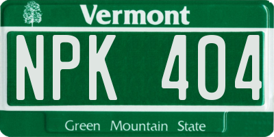 VT license plate NPK404