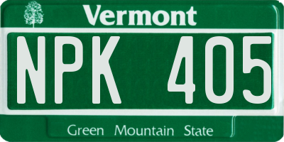 VT license plate NPK405